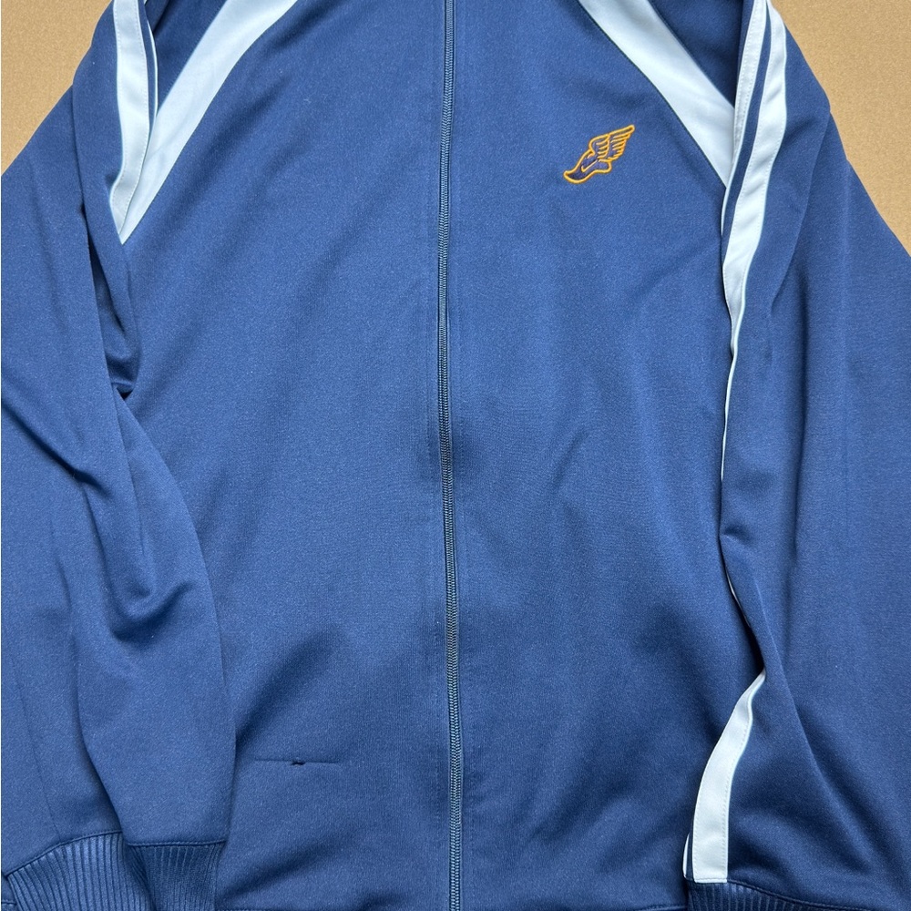 Nike Flight Blue Track Jacket with White Stripes & Winged Foot Logo